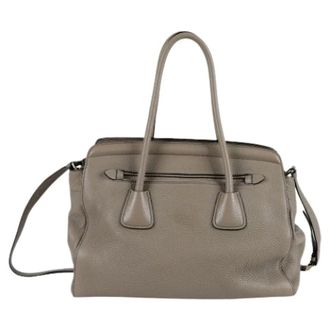 Prada Pre-owned Handbags, female, Gray, Size: ONE SIZE Pre-owned Logo Tote Shoulder Bag