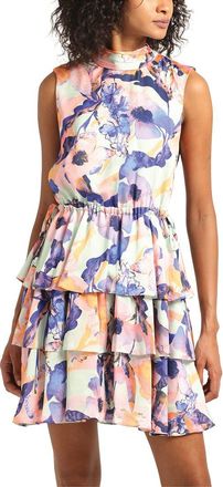 Derek Lam Ida Floral Print Satin Tiered Dress