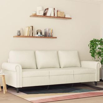vidaXL Sof&aacute; De 3 Plazas Terciopelo Color Crema 180 Cm Vidaxl