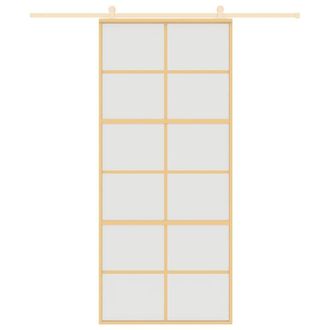 Berkfield Home Sliding Door Gold 90x205 cm Frosted ESG Glass & Aluminium