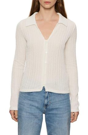 Sanctuary Textured Stripe Cotton Blend Knit Button-Up Shirt in Chalk White at Nordstrom, Size Xx-Large P