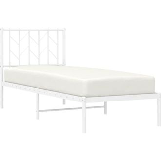 vidaXL Estructura Cama Sin Colch&oacute;n Con Cabecero Metal Blanco 75x190 Cm Vidaxl