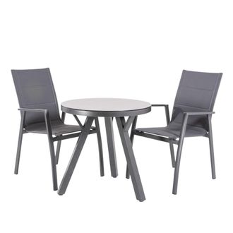 ED&Egrave;N JARD&Iacute; Conjunto de mesas y sillas de jard&iacute;n redonda antracita