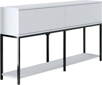 Dmora Aparador Djimsit, Buf&eacute; De Sal&oacute;n, Aparador De Sal&oacute;n, Despensa De Cocina, 150x30h80 Cm, Blanco Y Negro - Dmora