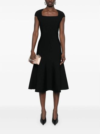 Alexander McQueen Square Neck Cocktail Dress - Black