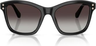 Swarovski 54mm Gradient Square Sunglasses in Black /Gradient Grey at Nordstrom