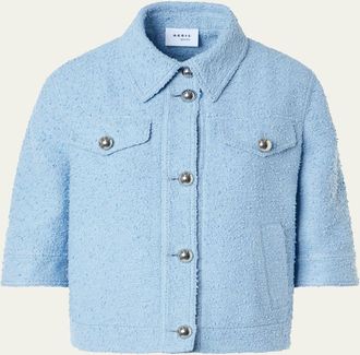 Akris Summer Boucle Short-Sleeve Jean Jacket