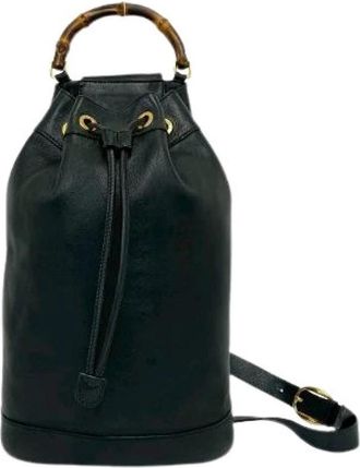 Gucci Pre-owned Bamboo Leather Waist Bag - Dames - Vintage Tas - Zwart - ONE Size - Leer - Vintage
