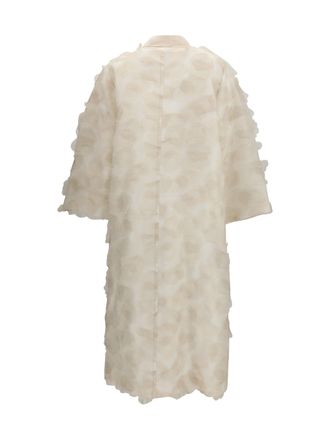 Max Mara Silk Appliqu&eacute; Coat - Beige