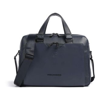 Piquadro Leren Laptoptas en i Pad Aktetas met Air Pods Vak - Heren - Laptoptassen - Blauw - ONE Size - Leer - Tassen