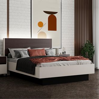 Dmora Cama Doble Kamak, Tama&ntilde;o Del Colch&oacute;n 180x200 Cm, Soporta 200 Kg, Matrimonial, Blanco Crema