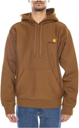 Carhartt Work in Progress Hooded American Script Sweatshirt - Heren - Hoodies - Bruin - L - Katoen - Hoodies & sweatvesten