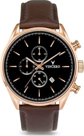 Vincero The Chrono S2 Chronograph Leather Strap Watch, 43mm in Rose Gold at Nordstrom