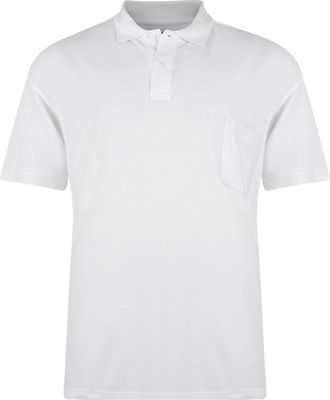 KAM Big and Tall Eton Plain Polo T Shirt with Chest Pocket Cotton Rich Top Large Size Fit JEANBASE White 3XL