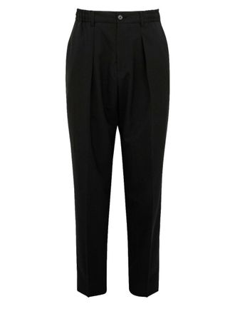 Be Able Tailored Black Trousers with Pleated Front and Tapered Leg