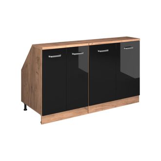 Vicco Conjunto De Armarios Para Techo Inclinado Rion, Negro Brillo Intenso, 140 Cm Lote De 2 Carcasas De Armario 60 Cm De Profundidad, Vicco