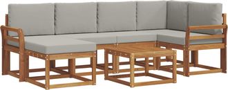 vidaXL Conjunto De Sof&aacute;s De Exterior 7 Uds. Gris Natural Y Claro Vidaxl