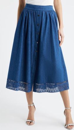 Elie Tahari The Laylee Denim Skirt in Dark Denim at Nordstrom, Size X-Small