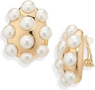 Carolina Herrera Faux Pearl Studded Stud Earrings in Pearl/Gold at Nordstrom