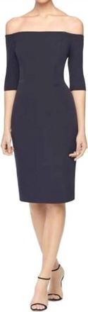 Milly Slim Off Shoulder Black Sheath Dress