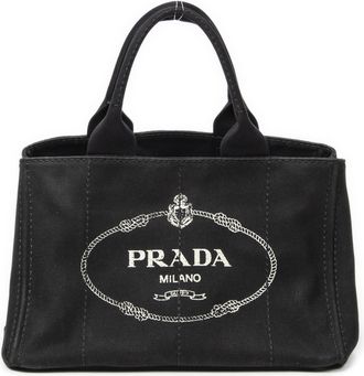 Prada Pre-owned Womens Medium Canapa Tote Handbag - Black - One Size