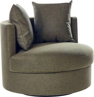 Beliani Beliani - Modern Glam Round Back Armchair Polyester Swivel Iron Base with Two Cushions Green Dalby