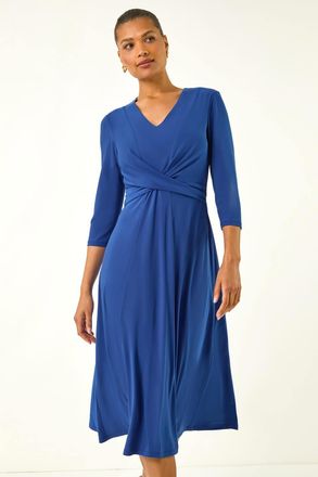 Roman Stretch Crossover Midi Dress