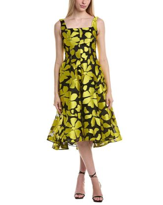 Amsale Silk-Blend Midi Dress