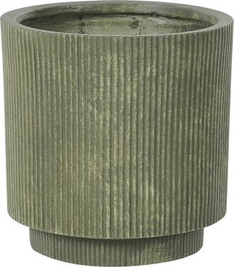 Beliani Maceta De Mezcla De Arcilla Verde Oliva 37 Cm Agujero Drenaje Acabado Vertical Daria
