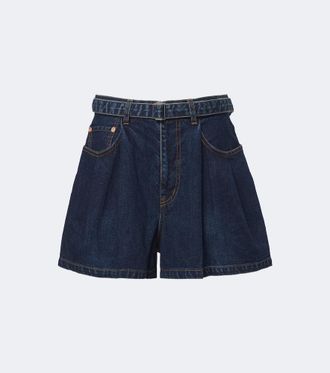 sacai Belted denim shorts