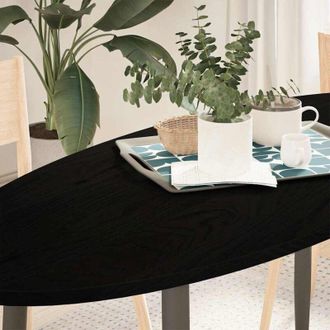 vidaXL Piano Tavolo Marrone Scuro 140x60x2 cm in Rovere Massello Ovale - Vidaxl