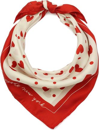 Kate Spade New York Heart Toss Silk Bandana in Red/Cream at Nordstrom
