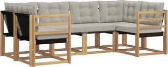 vidaXL Conjunto De Sof&aacute;s De Exterior 6 Uds. Blanco Y Gris Claro Vidaxl