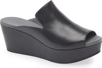 Chocolat Blu Whisper Platform Wedge Sandal in Black Leather at Nordstrom, Size 6.5