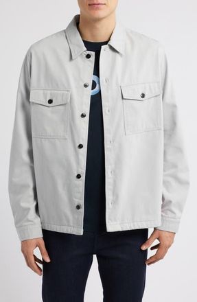 HUGO BOSS Enalu Button-Up Overshirt in Light/Pastel Grey at Nordstrom, Size Large