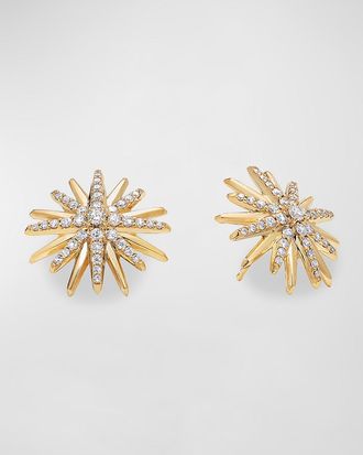 David Yurman Starburst Stud Earrings in 18K Yellow Gold with Pave Diamonds