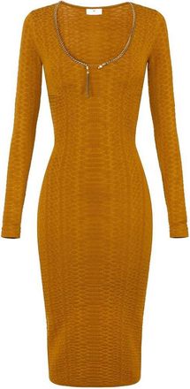 Elisabetta Franchi Orange Slim-Fit Midi Dress