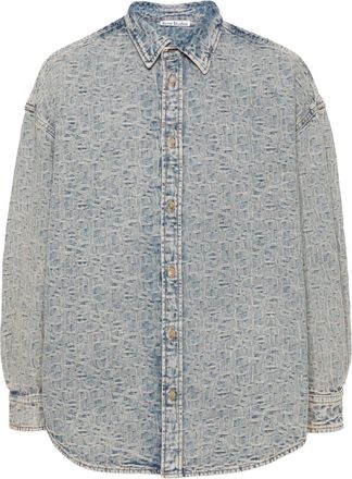 Acne Studios monogram-jacquard denim shirt - men - Cotton - 48 - Blue