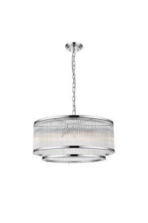 Netlighting Antigua 6 Light Chrome Crystal Pendant Ceiling Light in Grey