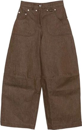 Simone Rocha Wide-leg crystal-embellished jeans - female - Simone Rocha - Wide Jeans - Brown - 3XS - Jeans