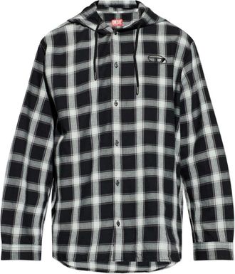 Diesel S-Ix-Ajfi Hooded Shirt - Heren - Casual Overhemden - Zwart - M - Katoen - Overhemden