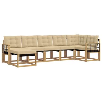 vidaXL Conjunto De Sof&aacute;s De Exterior Con Coj&iacute;n 7 Pcs Y Beige Vidaxl