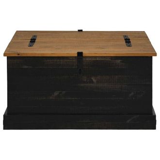 Berkfield Home Storage Chest HALDEN Black 91x91x47 cm Solid Wood Pine | Size: 91 x 91 x 47 cm