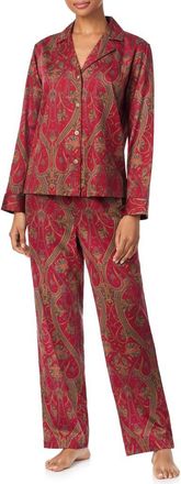 Lauren Ralph Lauren Paisley Cotton Blend Pajamas in Red/Paisley at Nordstrom, Size X-Small