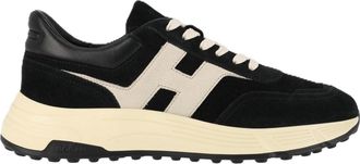 Hogan Suede Leather Cream Accent Low-Top Sneakers