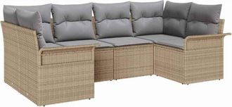 vidaXL Garden Sofa Set with Cushion 6 pcs Beige Poly rattan vidaXL