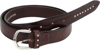Alberto Luti Studded Leather Belt - Heren - Riemen - Bruin - 115 CM - Leer - Accessoires
