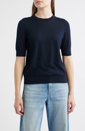 BOSS Farbella Short Sleeve Virgin Wool Sweater in Sky Captain at Nordstrom Rack, Size Medium