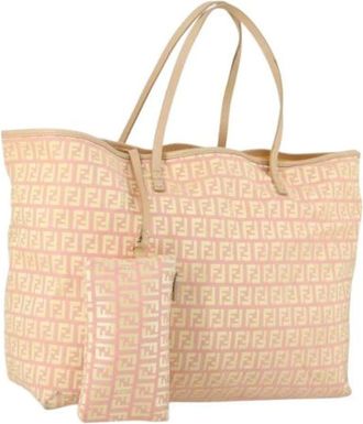 Fendi Pre-owned Tote Bags, female, Pink, Size: ONE SIZE Pre-owned Canvas Tote Bag