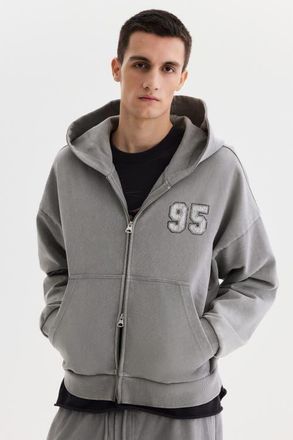 H&M Oversized Fit Boxy Zip-through Hoodie in Dusty Gray/95 at Nordstrom, Size Xxx-Large